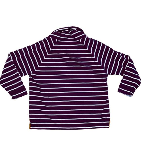 Orvis Sweatshirt Drawstring Mock neck front pouch pocket striped size large - Picture 6 of 7